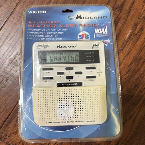 NEW Midland WR-100 All Weather Radio Public Alert Emergency Broadcast NOAA SMS